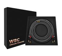 WORLDS BEST CABLES Câble de haut-parleur unique Hi-Fi pour canal central avec fiches banane dorées Eminence et gaine en tweed carbone 1,5 m 8 AWG
