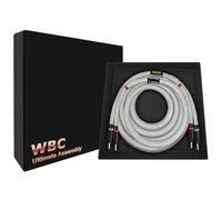 WORLDS BEST CABLES Câble de haut-parleur unique Hi-Fi pour canal central avec fiches banane dorées Eminence et gaine en tweed argenté 91 cm 7 AWG