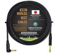 Worlds Best Cables Câble pour guitare basse 4 m avec connecteurs TS dorés Neutrik NP2RX-B et NP2X-B 6,35 mm