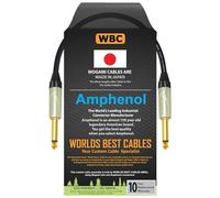 WORLDS BEST CABLES Câble pour guitare basse 50 cm fabriqué sur mesure en utilisant un fil Mogami 2524 et des connecteurs TS dorés Amphenol QM2P-AU 6,35 mm droits