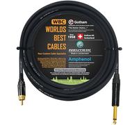 Worlds Best Cables Câble TS vers RCA Gotham GAC-1 Ultra Pro Low Capacitance Instrument Cable & Neutrik NP2X-B & Amphenol ACPL-CBK Gold Plugs