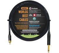 Worlds Best Cables Câble TS vers RCA Gotham GAC-1 Ultra Pro Low Capacitance Instrument Cable & Neutrik NP2X-B & Amphenol ACPL-CBK Gold Plugs