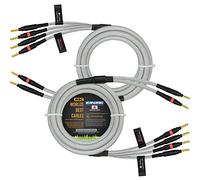 WORLDS BEST CABLES Canare 4S11 Câble de haut-parleur tressé Blanc + acier 3,5 m Qualité audiophile HiFi Star-Quad Bi-Wire avec connecteurs banane Eminence Gold