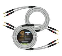 WORLDS BEST CABLES Canare 4S11 Câble de haut-parleur tressé Blanc + acier 3 m Qualité audiophile HiFi Star-Quad avec connecteurs banane Eminence Gold