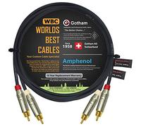 WORLDS BEST CABLES Gotham GAC-4/1 Paire de câbles RCA 1 m Noir Star-Quad Balanced Audio Interconnect avec Amphenol ACPR Die-Cast, Connecteurs RCA plaqués or - Directionnel