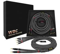 WORLDS BEST CABLES ULTIMATE - 7 AWG - Ultra Pure OFC - Paire de câbles de haut-parleur Hi-Fi audio de qualité supérieure avec fiches banane dorées Eminence et gaine en tweed carbone 2,5 m