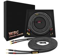 WORLDS BEST CABLES Ultimate - 8 AWG - Ultra Pure OFC - Paire de câbles de haut-parleur HiFi audiophile de qualité supérieure avec 2 fiches banane dorées Eminence et 2 fiches banane dorées et gaine en