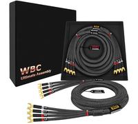 WORLDS BEST CABLES Ultimate - 9 AWG - Ultra pur OFC - Paire de câbles de haut-parleur HiFi bi-ampli audio de qualité supérieure avec fiches à cosse Eminence et gaine en tweed carbone 3 m