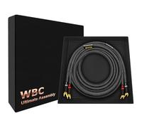 WORLDS BEST CABLES Ultimate Câble de haut-parleur unique Hi-Fi pour canal central avec fiches à bêche Eminence et gaine en tweed carbone 0,9 m 8 AWG