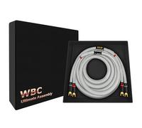 WORLDS BEST CABLES Ultimate Câble de haut-parleur unique Hi-Fi pour canal central avec fiches à bêche Eminence et gaine en tweed argenté 2,4 m 7 AWG