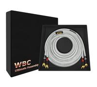 WORLDS BEST CABLES Ultimate Câble de haut-parleur unique Hi-Fi pour canal central avec fiches à bêche Eminence et gaine en tweed argenté 8 AWG 0,9 m