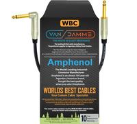 WORLDS BEST CABLES Van Damme Pro Classic XKE Câble patch pour guitare et basse - Ultra flexible, multi-blindé avec fiches amphenol ACPM-RN-AU & ACPM-GN-AU M-Series coudées et droites dorées TS 20 cm
