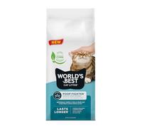 WORLD'S BEST CAT LITTER Poop Fighter Défense maximale des odeurs, 14,5 kg - Ingrédients naturels, agglomération rapide, jetable, 99 % sans poussière et fabriqué aux États-Unis - Contrôle des odeurs