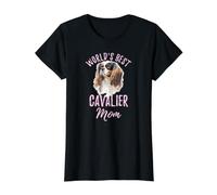 World's Best Cavalier Mom Cavalier King Charles Spaniel Chien T-Shirt Graphique avec Valeur, Femme, Noir, XL