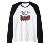 World's Best Mimi Floral Typographie avec Roses Rouges Manche Raglan