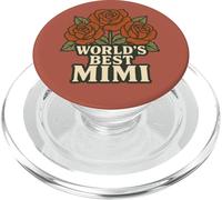 World's Best Mimi Floral Typographie avec Roses Rouges PopSockets PopGrip pour MagSafe