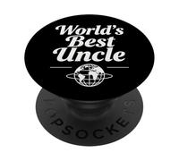 World's Best Uncle Retro Script Globe Icône Typographie PopSockets PopGrip Adhésif
