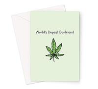 World's Dopest Boyfriend Greeting Card | Weed Birthday Card For Boyfriend, Cannabis Birthday Card, Cannabis Gifts, Funny Cannabis Birthday Card For Partner, Him, Husband, Marijuana Leaf Doodle