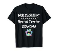 Worlds Greatest Boston Terrier Grandma Adorable Empreinte de Patte de Chien T-Shirt