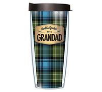 World's Greatest Dad noms Bleu Flanelle Motif Traveller Tumbler mug avec couvercle, Polycarbonate, Grandad, 22 oz