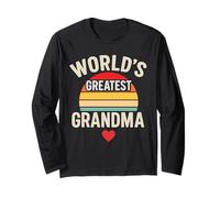 Worlds Greatest Grandma Retro Sunset Heart Manche Longue