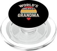 Worlds Greatest Grandma Retro Sunset Heart PopSockets PopGrip pour MagSafe