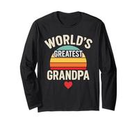 World's Greatest Grandpa Ever Retro Sunset Heart Manche Longue