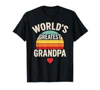 World's Greatest Grandpa Ever Retro Sunset Heart T-Shirt