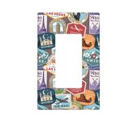 Worlds Plaque murale à motif timbre, plaques murales 1 gang de taille moyenne 12,7 x 7,6 cm, couvercle décoratif pour interrupteur, cache-prise en polycarbonate thermoplastique