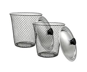 Worm Composter - 2 Pieces Metal Mesh Compost Container with Lid, in Ground Worm Compost Bin for Kitchen Scraps, Waste Nutrient Supply Urban Farming, Garden Soil Recycling Tool
