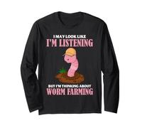 Worm Farmer Pense à Worm Farming Funny Garden Manche Longue