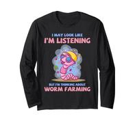 Worm Farmer Pense à Worm Farming Funny Garden Manche Longue