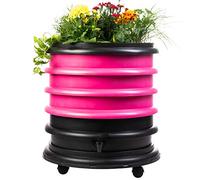 WORMbox | Lombricomposteur 3 Plateaux Fushia + Jardinière | 48 litres | Compostez Vos déchets organiques, Les vers de Terre/lombrics produisent du lombricompost