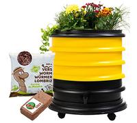 WORMbox | Lombricomposteur 3 Plateaux Jaune + Jardinière + 250gr de vers de Compost + 1 Bloc Coco | 48 litres | Compostez Vos déchets organiques, Les vers de Terre/lombrics/lombricompost