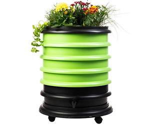 WORMbox | Lombricomposteur 4 Plateaux Vert Anis + Jardinière | 64 litres | Compostez Vos déchets organiques, Les vers de Terre/lombrics produisent du lombricompost