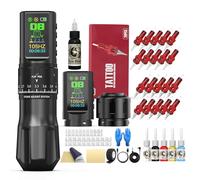 WORMHOLE PRO - Kit de tatouage sans fil - 2 batteries - Alimentation 1800 mAh - Stylo de tatouage intelligent - 20 aiguilles de tatouage avec batterie supplémentaire - Prise RCA - Moteur sans balais