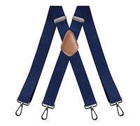 WORNEW Bretelles pour Pantalon Ouest Sangle à Boucle for Homme Adulte à 4 Clips, Clip de Sangle à Boucle en Cuir Marron de Type X Noir Bretelles Réglables pour Hommes (Color : Navy, Size : 3.5x120cm)