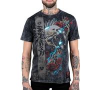 Wornstar Heartbreaker Skull Roses Rocker Streetwear Edgy Weiß Gelb Schwarz Rot Herren T-Shirt 100% Baumwolle, Farbe20, Black XL