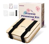 Worown Kit de Presse à Fleurs, Mini Presse à Feuilles et Plantes (15 x 15 cm), Presse à Fleurs 4 Couches, avec Instructions et Boîte Cadeau, pour Les Enfants Bricoleurs (Blanc)