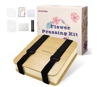 Worown Kit de Presse à Fleurs, Mini Presse à Feuilles et Plantes (15 x 15 cm), Presse à Fleurs 4 Couches, avec Instructions et Boîte Cadeau, pour Les Enfants Bricoleurs (Marron)