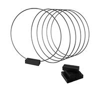 Worown Lot de 6 cerceaux Floraux en métal de 25 cm avec Support en Bois pour Table, Anneaux de Couronne Noirs pour Faire des décorations de Couronne de Table de Mariage