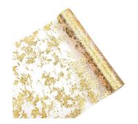 Worparsen Chemin de table à paillettes métallisées - Longue nappe de table bronzée scintillante - Pour mariage, salle à manger - Rouleau de chemin de table en maille - Doré