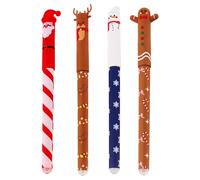 Worparsen Édition de Noël, 0,4 mm 4pc Ensemble stylo en gel effaçable, Père bonhomme neige, pain d'épice, stylos renne avec thermosensible noire effacée, pour dessiner un planificateur 4 pièces