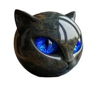 Worparsen Statue de Pierre Chat Noir, Statue résine Look en marbre Artisanal avec des Yeux colorés, décoration étagère élégante pour la Maison ou Le Bureau, Memento Mini Cadeau Bleu 3 pièces