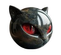 Worparsen Statue de Pierre Chat Noir, Statue résine Look en marbre Artisanal avec des Yeux colorés, décoration étagère élégante pour la Maison ou Le Bureau, Memento Mini Cadeau Rouge 3 pièces