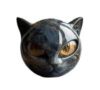 Worparsen Statue de Pierre Chat Noir, Statue résine Look en marbre Artisanal avec des Yeux colorés, décoration étagère élégante pour la Maison ou Le Bureau, Memento Mini Cadeau Doré 3 pièces