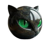 Worparsen Statue de Pierre Chat Noir, Statue résine Look en marbre Artisanal avec des Yeux colorés, décoration étagère élégante pour la Maison ou Le Bureau, Memento Mini Cadeau Vert 3 pièces