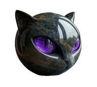 Worparsen Statue de Pierre Chat Noir, Statue résine Look en marbre Artisanal avec des Yeux colorés, décoration étagère élégante pour la Maison ou Le Bureau, Memento Mini Cadeau Pourpre 1pc