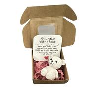 Worry Bear Hug in A Box - Mini Ours avec Carte inspirante Fluffie Bear Doll | Décoration de Porte-clés Good Little Bag Hug | Décoration Porte-clés Good Little Bag Hugs