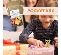 Worry Bear Hug in A Box - Mini Ours avec Carte inspirante Fluffie Bear Doll | Décoration de Porte-clés Good Little Bag Hug | Décoration Porte-clés Good Little Bag Hugs